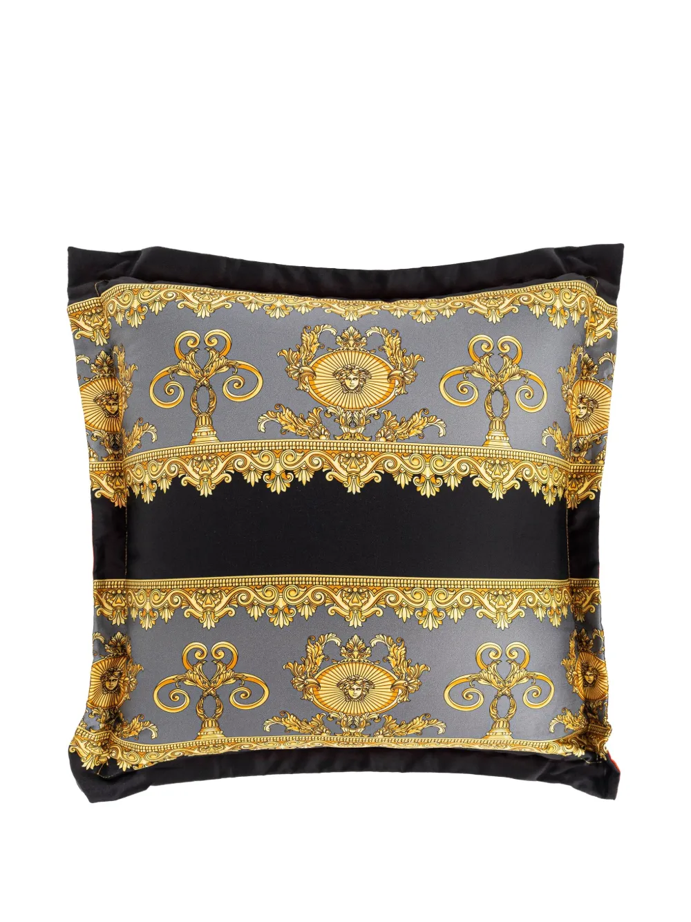Versace I ♡ Baroque-pattern Double-face Cushion In Orange