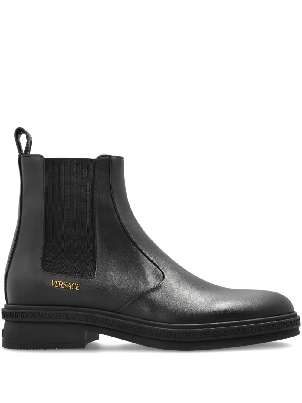 Versace Greca-trim leather Chelsea boots Black