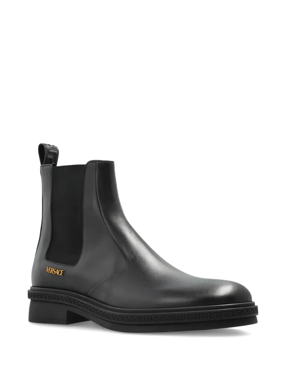 Versace Greca-trim leather Chelsea boots Black