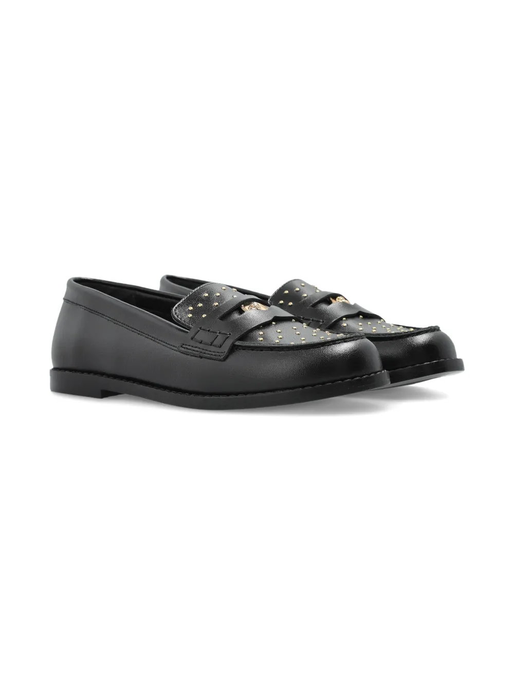 Versace Kids Medusa studded leather loafers Black