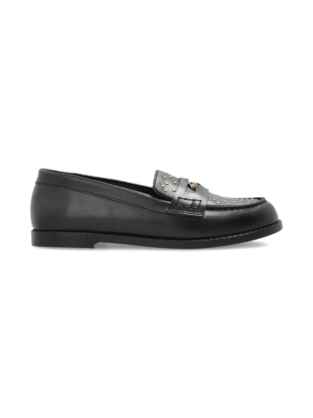 Versace Kids Medusa studded leather loafers Black