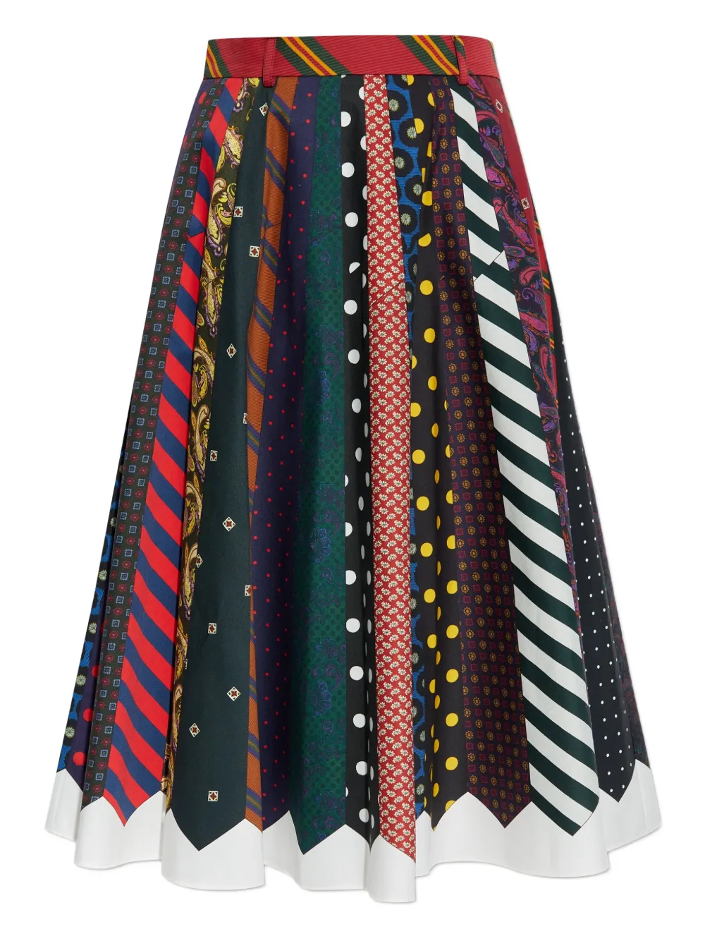 Moschino tie-pattern pleated midi skirt Rood