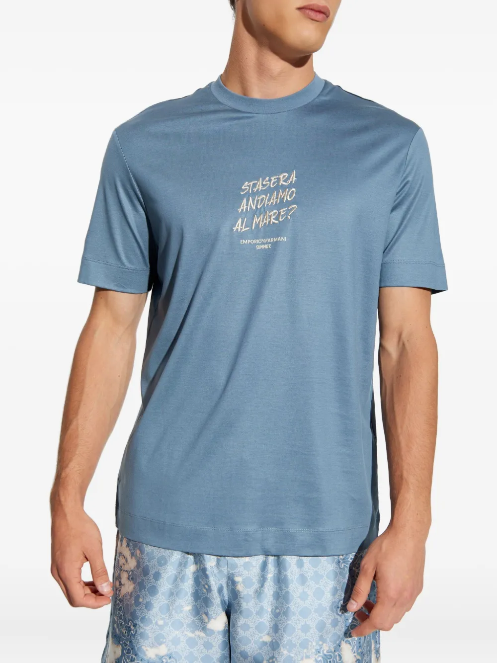 Emporio Armani T-shirt met geborduurd logo Blauw