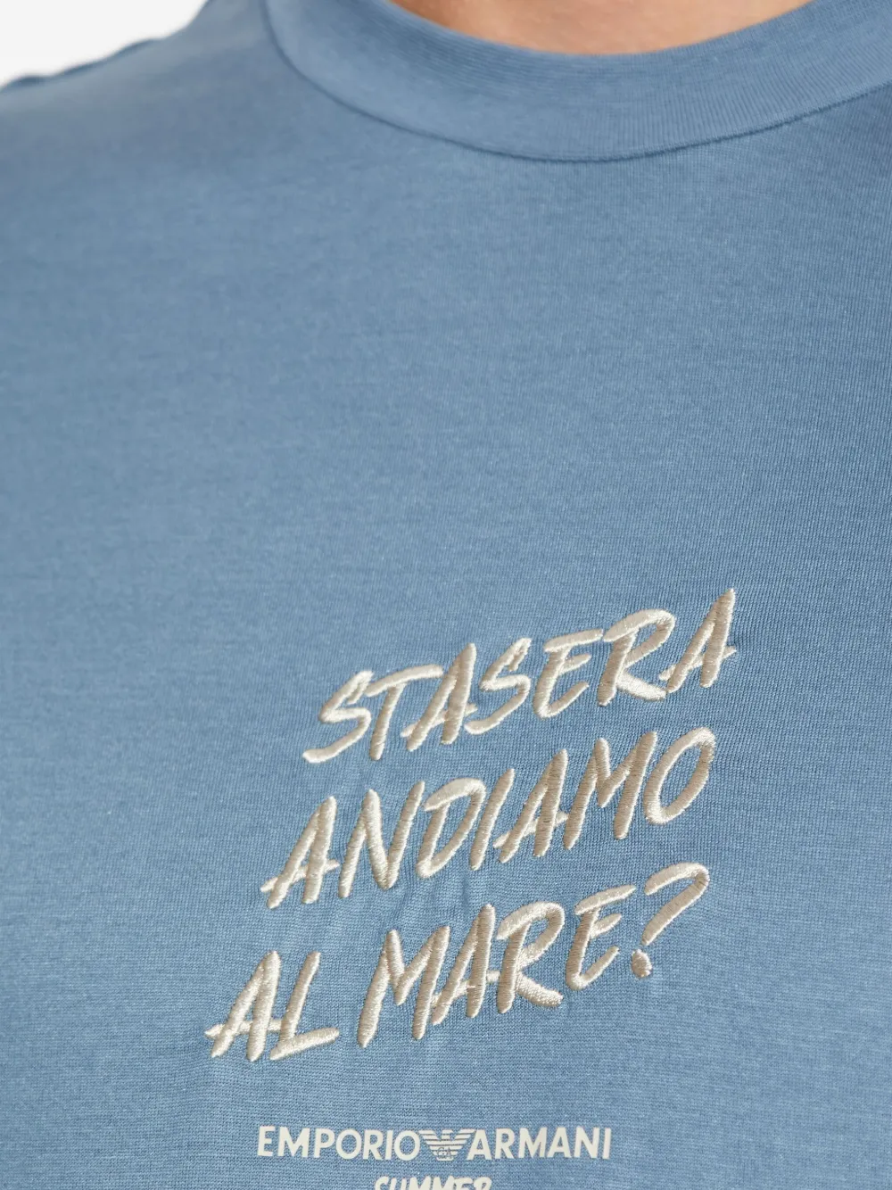 Emporio Armani T-shirt met geborduurd logo Blauw