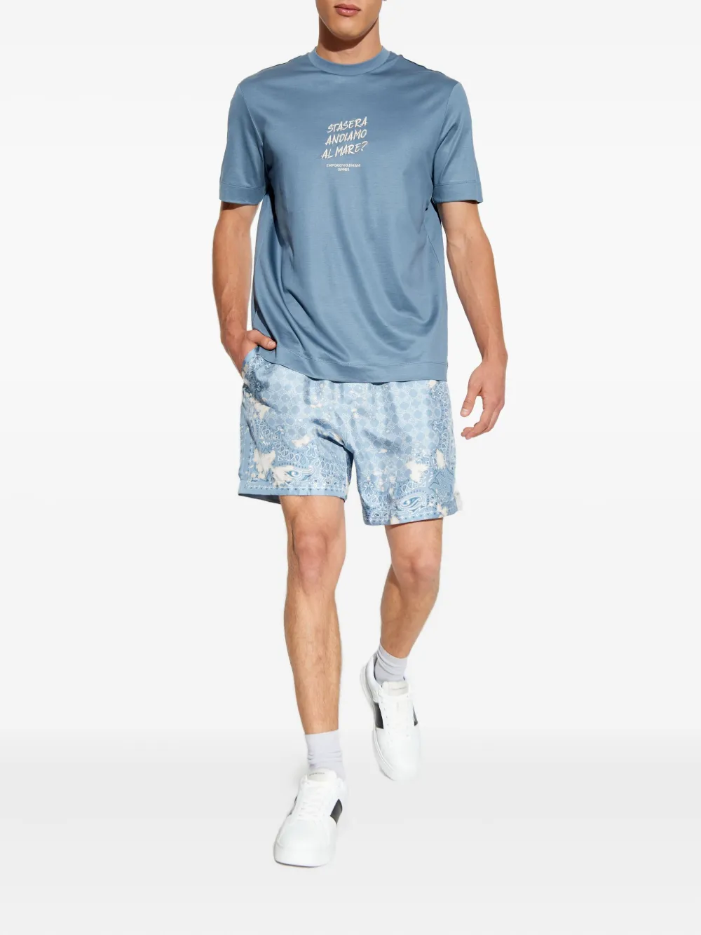 Emporio Armani T-shirt met geborduurd logo Blauw