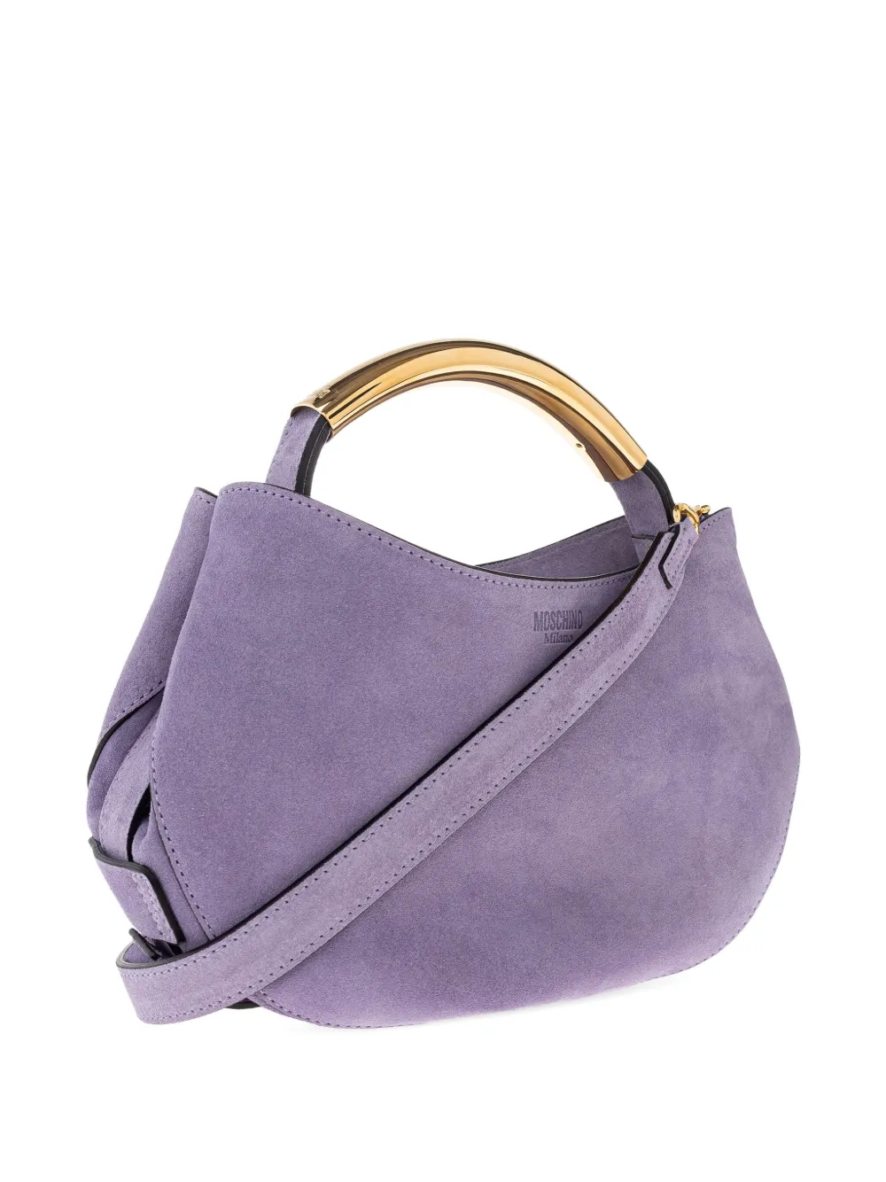Moschino Handle-Me gewelfde suède shopper Paars