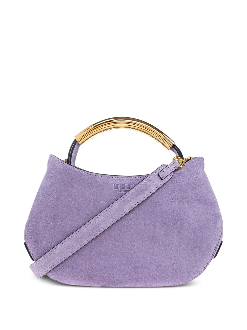 Handle-Me curved suede tote bag