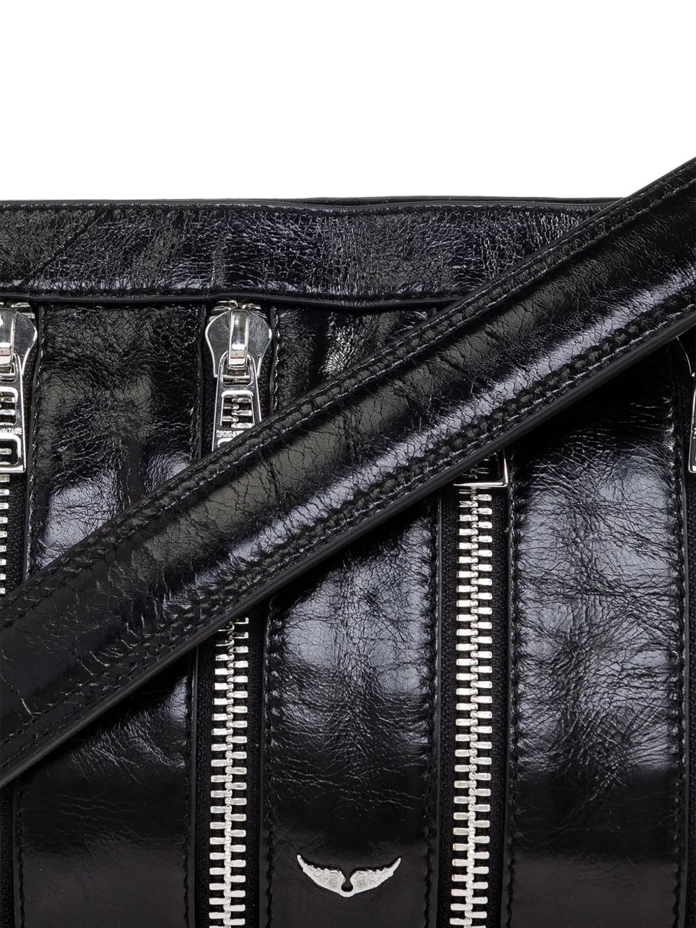 Zadig & Voltaire Sunny Moody Multiple-zip Leather Shoulder Bag In Black
