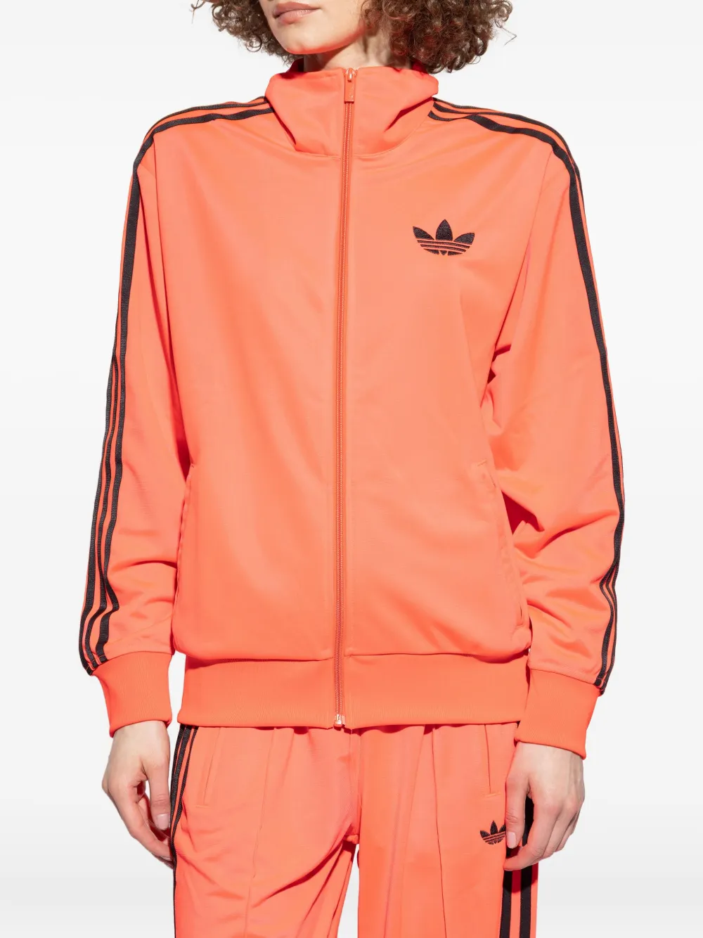 Adidas Originals Firebird Three-stripe Zip-up Sweatshirt In Red