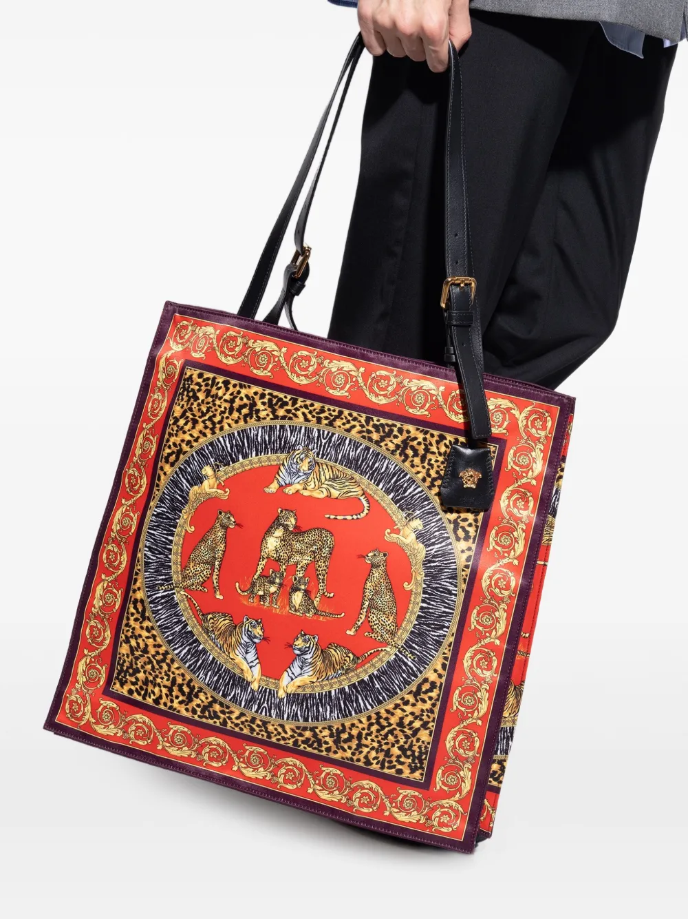 Versace Barok shopper met dierenprint Rood