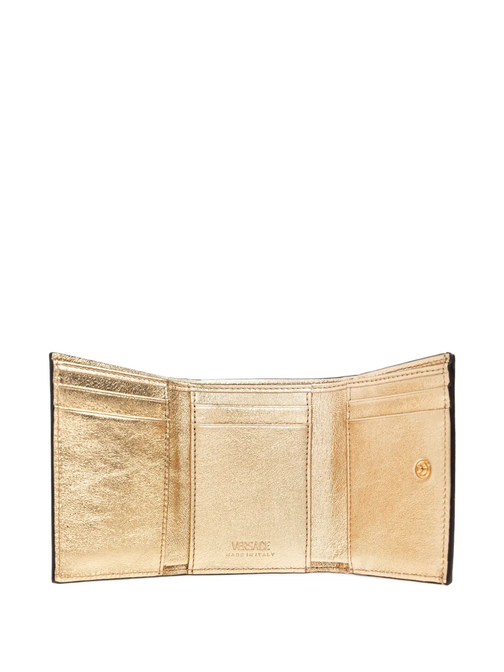 Versace Leren portemonnee met logoplakkaat Goud