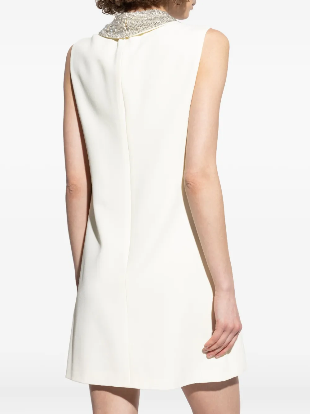 Versace embellished-collar sleeveless mini dress Beige