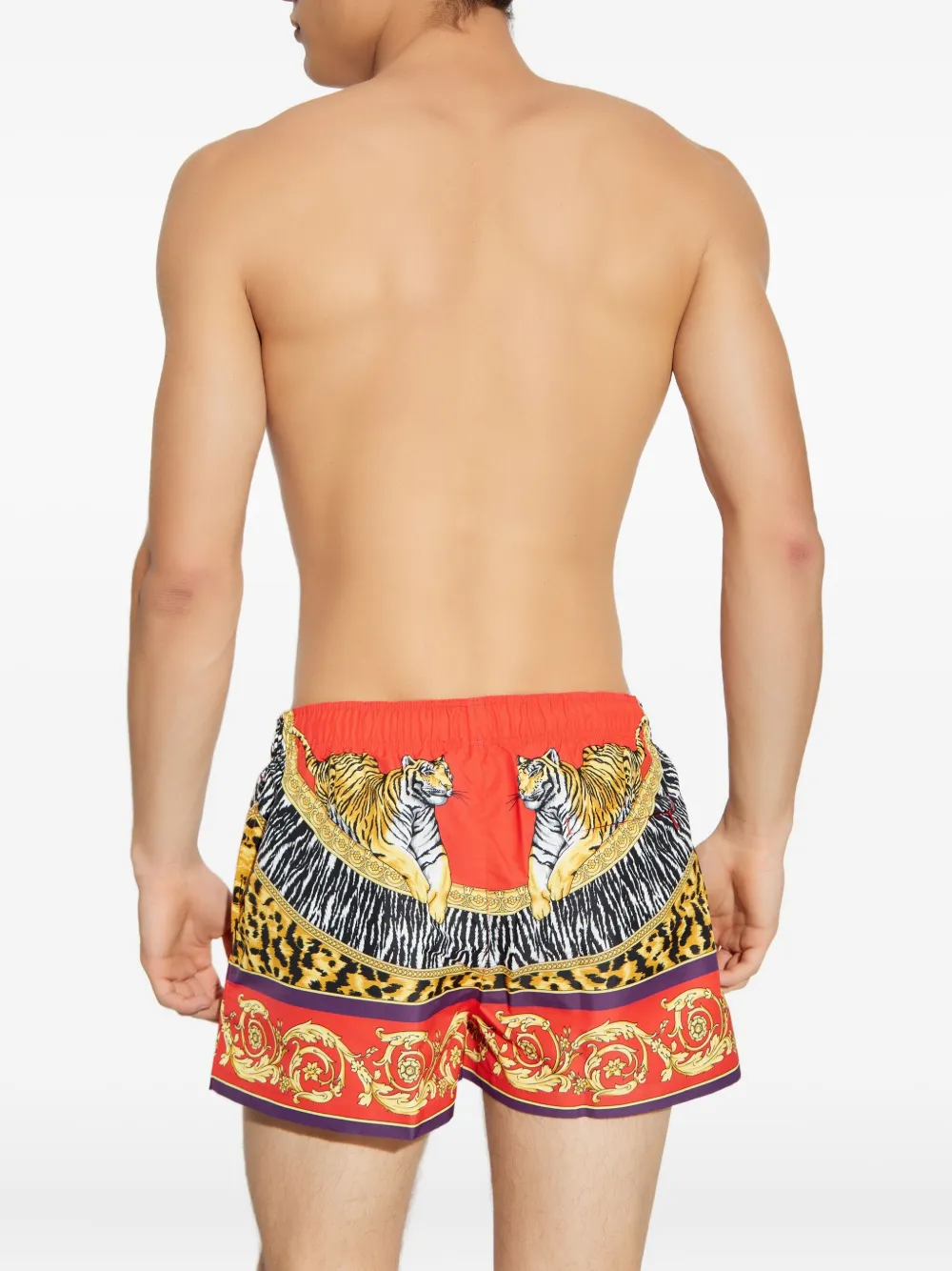 Versace Shorts met tijgerprint Rood