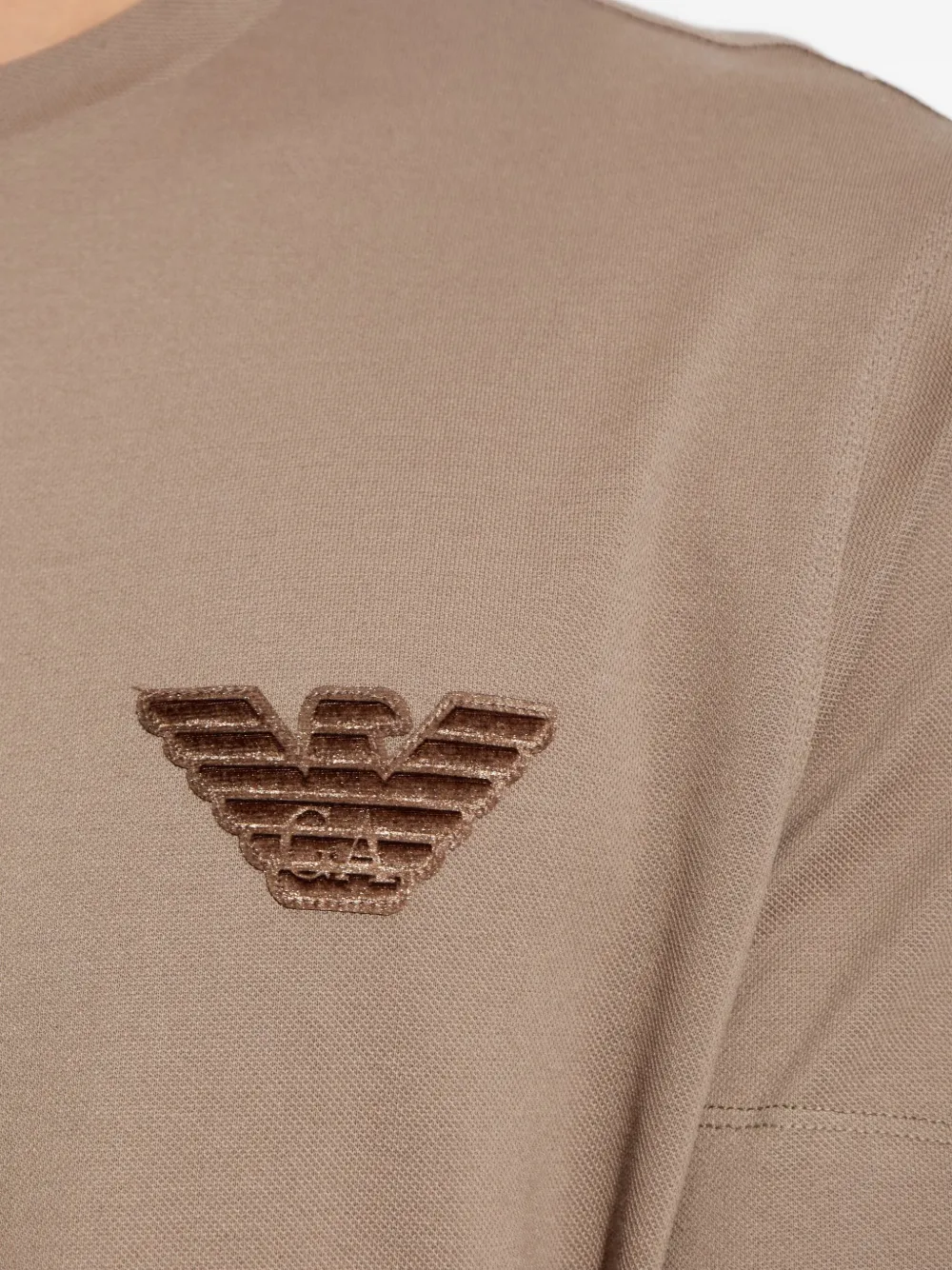 Emporio Armani Katoenen T-shirt met adelaarspatch Beige