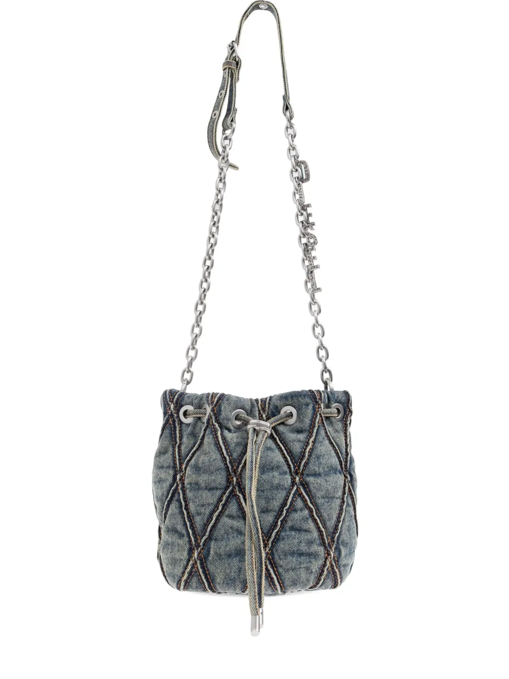 Diesel Kleine Charm-D gewatteerde tas met kettingband Blauw