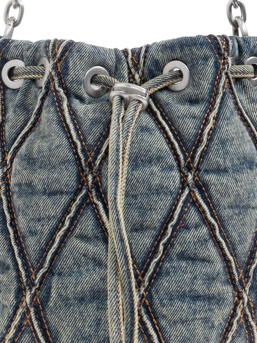 Diesel Kleine Charm-D gewatteerde tas met kettingband Blauw
