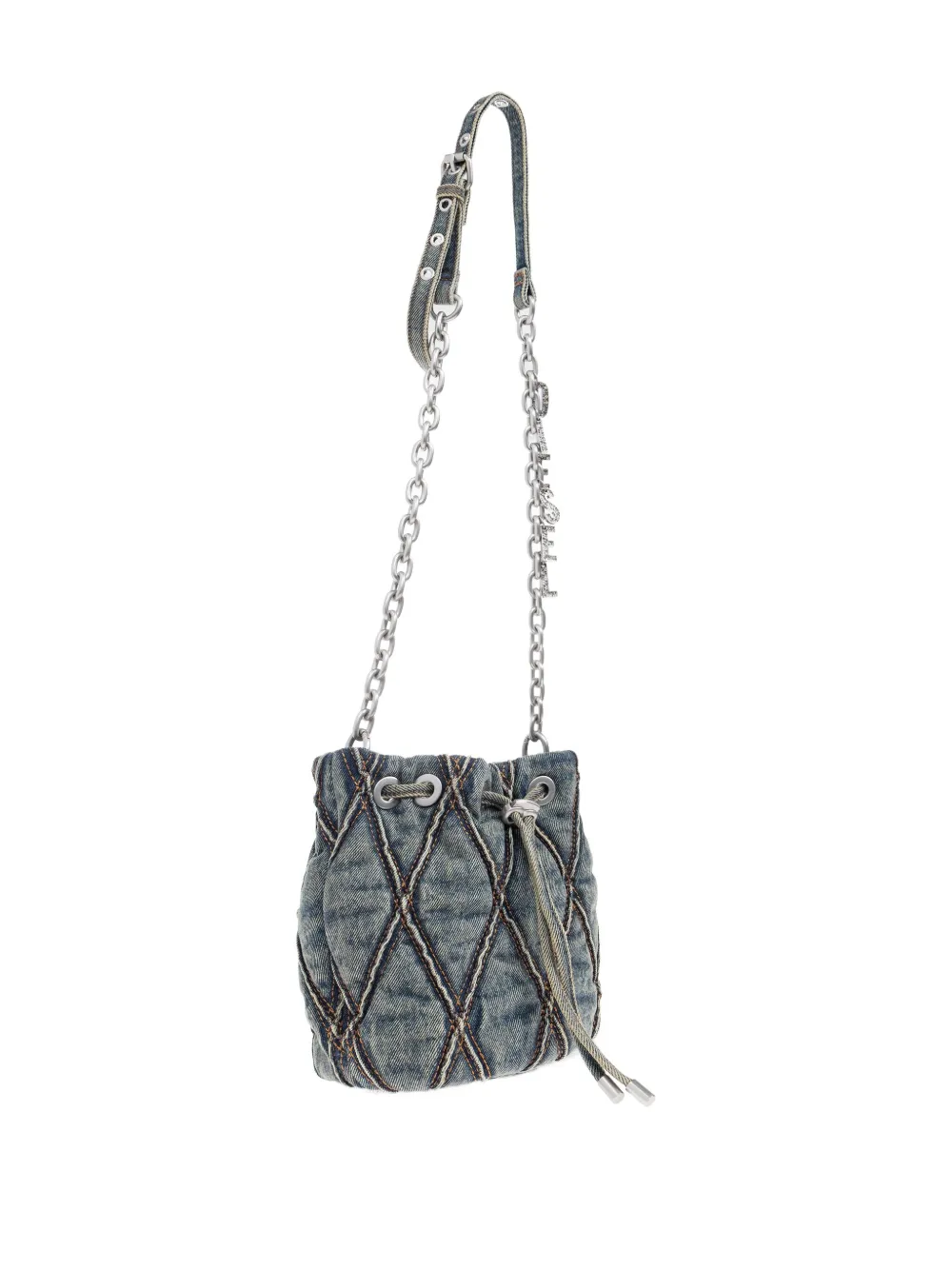 Diesel Kleine Charm-D gewatteerde tas met kettingband Blauw