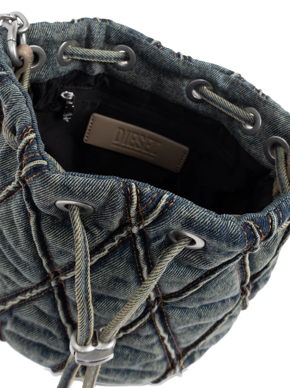 Diesel Kleine Charm-D gewatteerde tas met kettingband Blauw