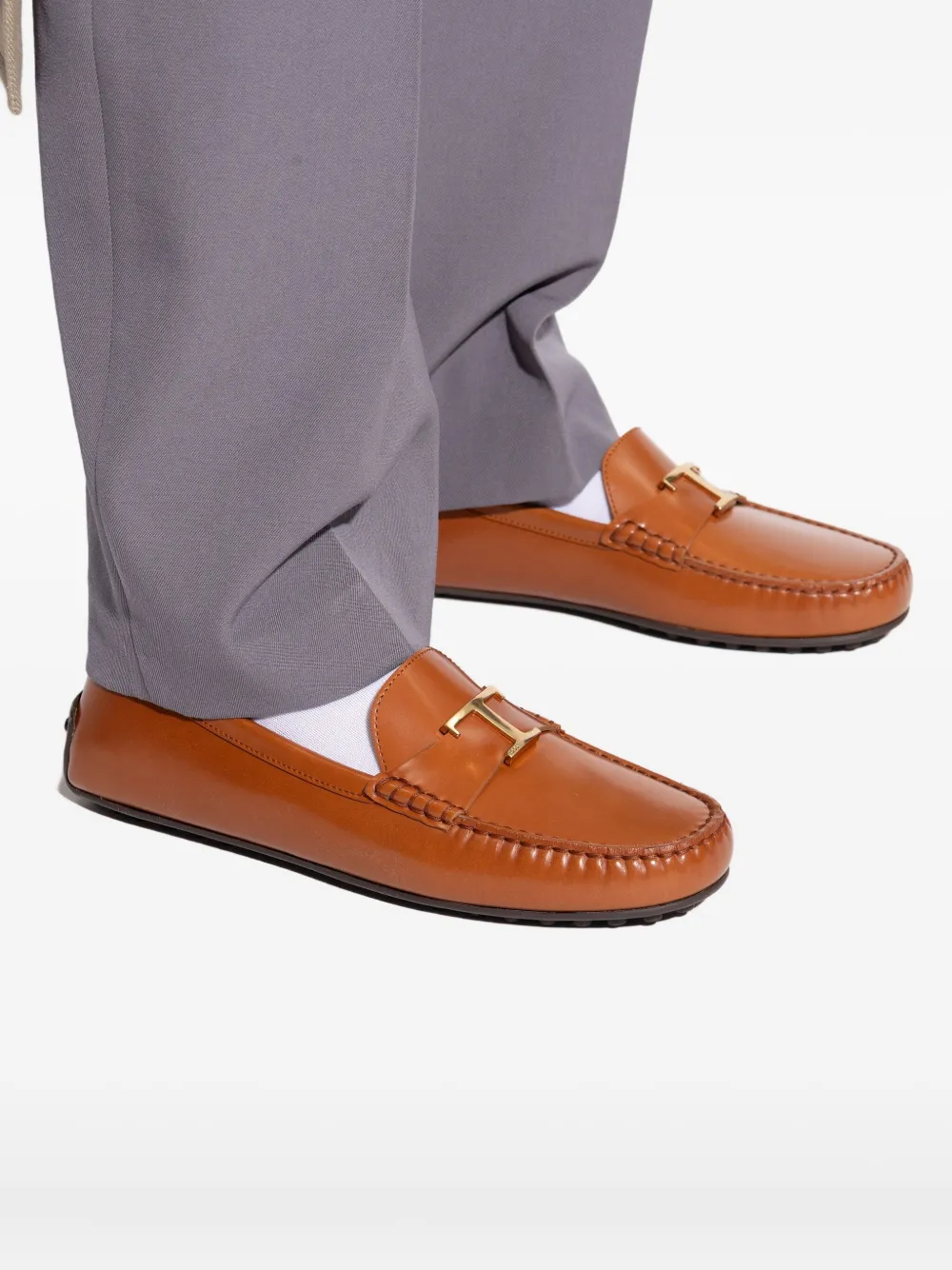 Tod's T Timeless Leather Loafers In Brown