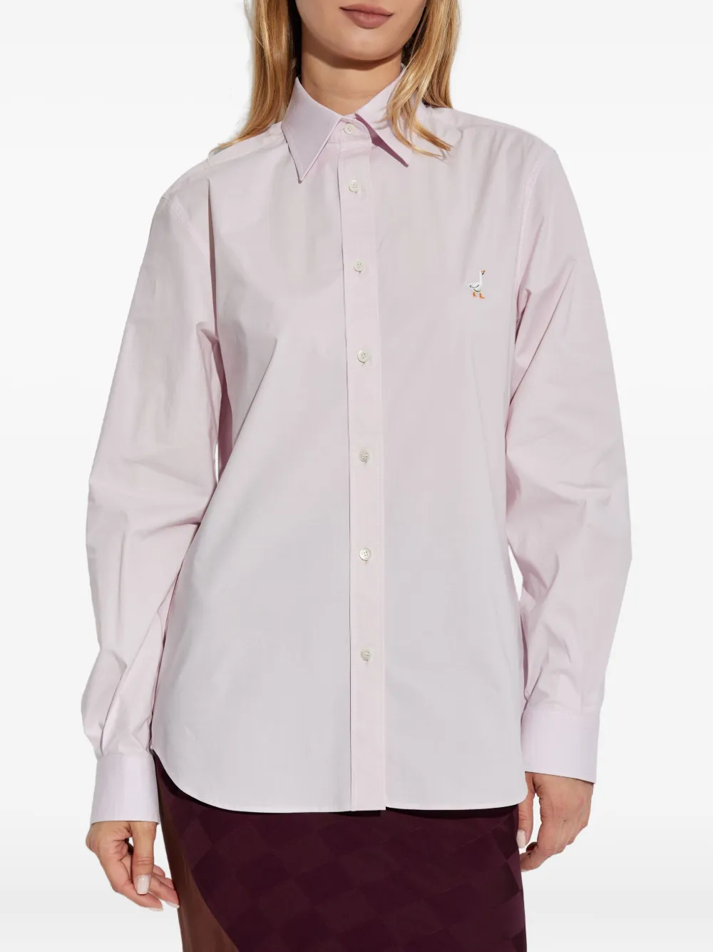 Moschino embroidered goose shirt Roze