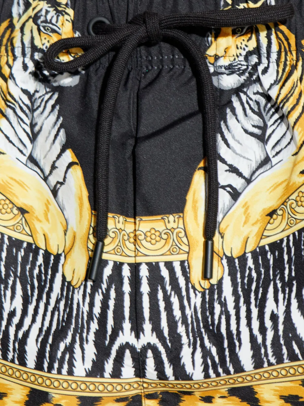 Versace Zwembroek met barok tijgerprint Zwart