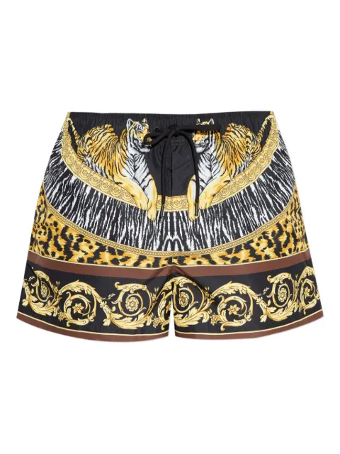 Versace tiger baroque-print swim shorts
