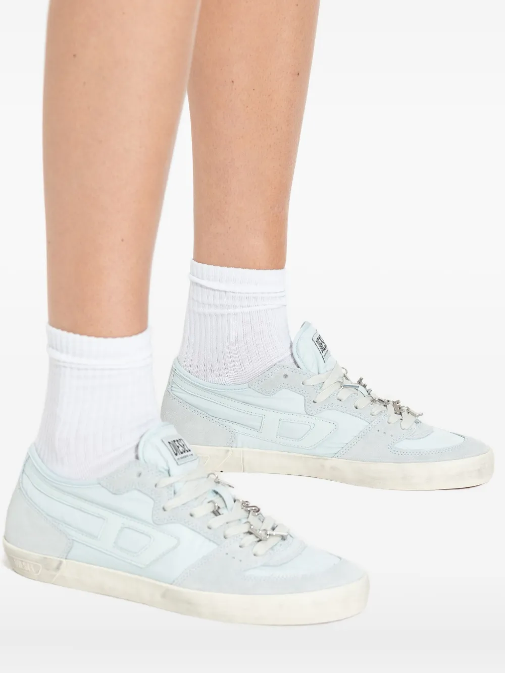 Diesel S-Leroji suède sneakers met vlakken Blauw