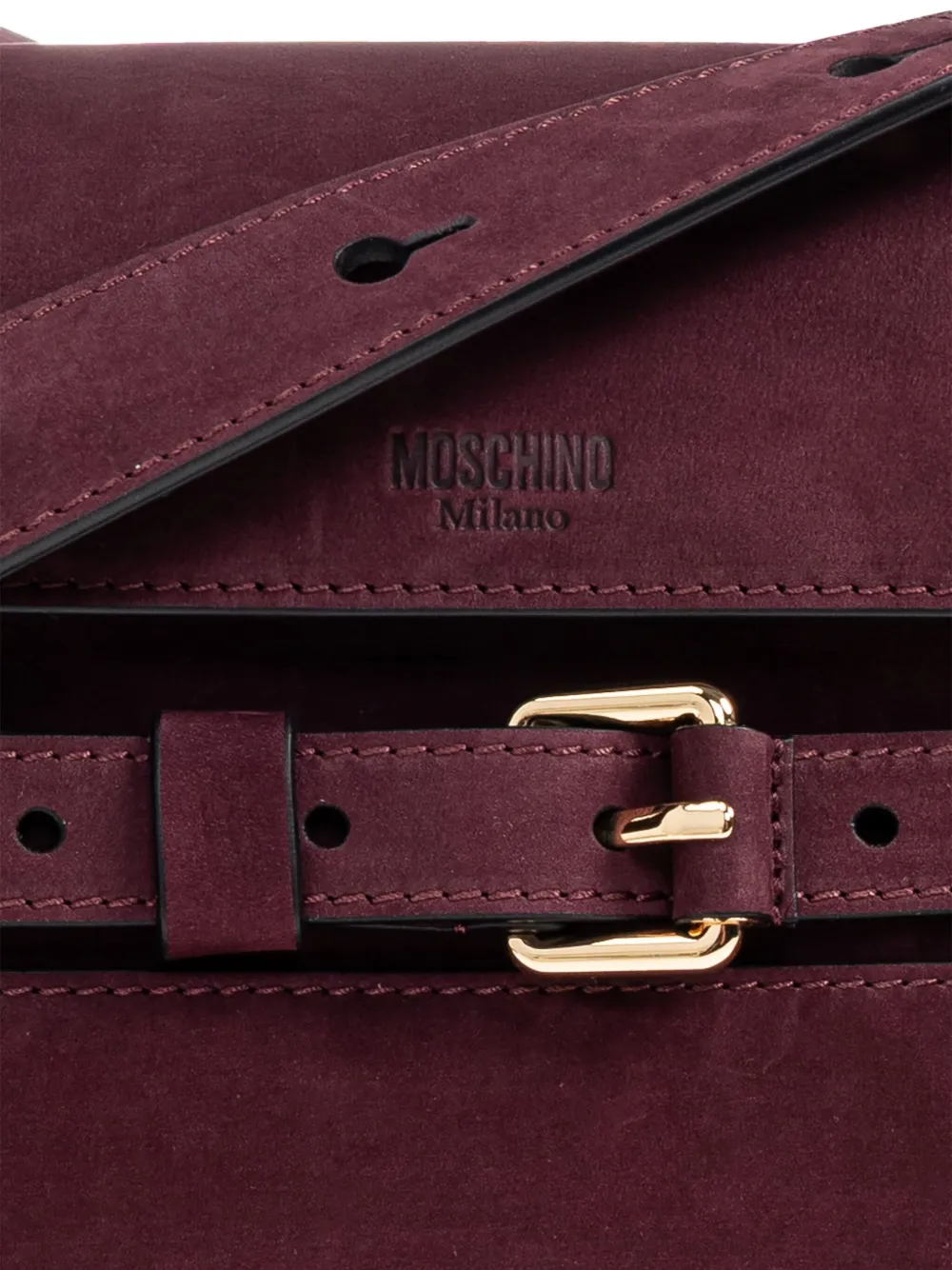 Moschino Tie Me suede shoulder bag Paars