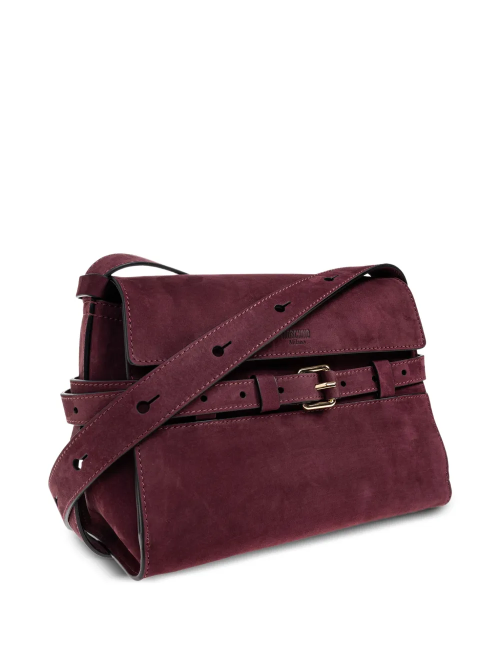 Moschino Tie Me suede shoulder bag Paars