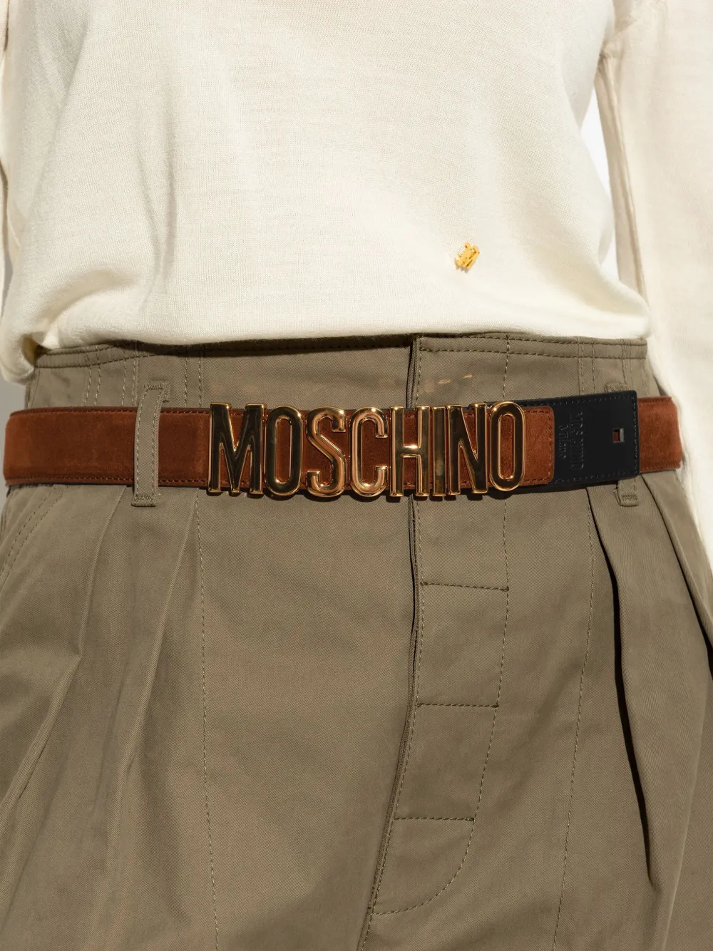 Moschino Riem met logoplakkaat Bruin