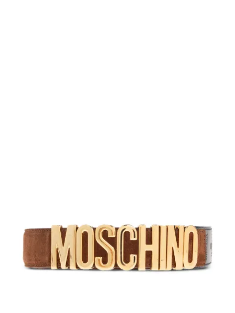 Moschino logo-plaque suede belt