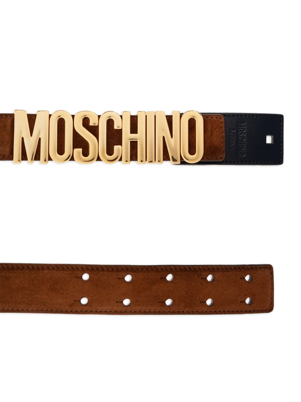 Moschino Riem met logoplakkaat Bruin