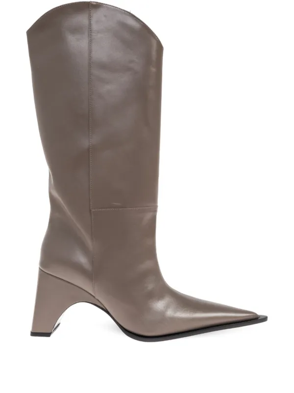 Coperni Bridge Cowboy Leather Boots in Neutrals