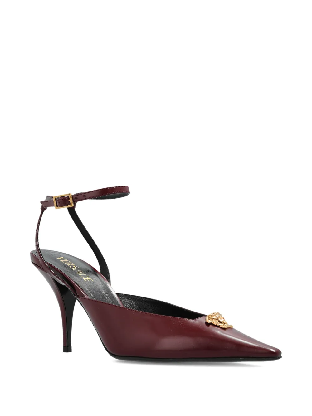 Versace 85mm La Medusa embellished pointed-toe heeled pumps Red