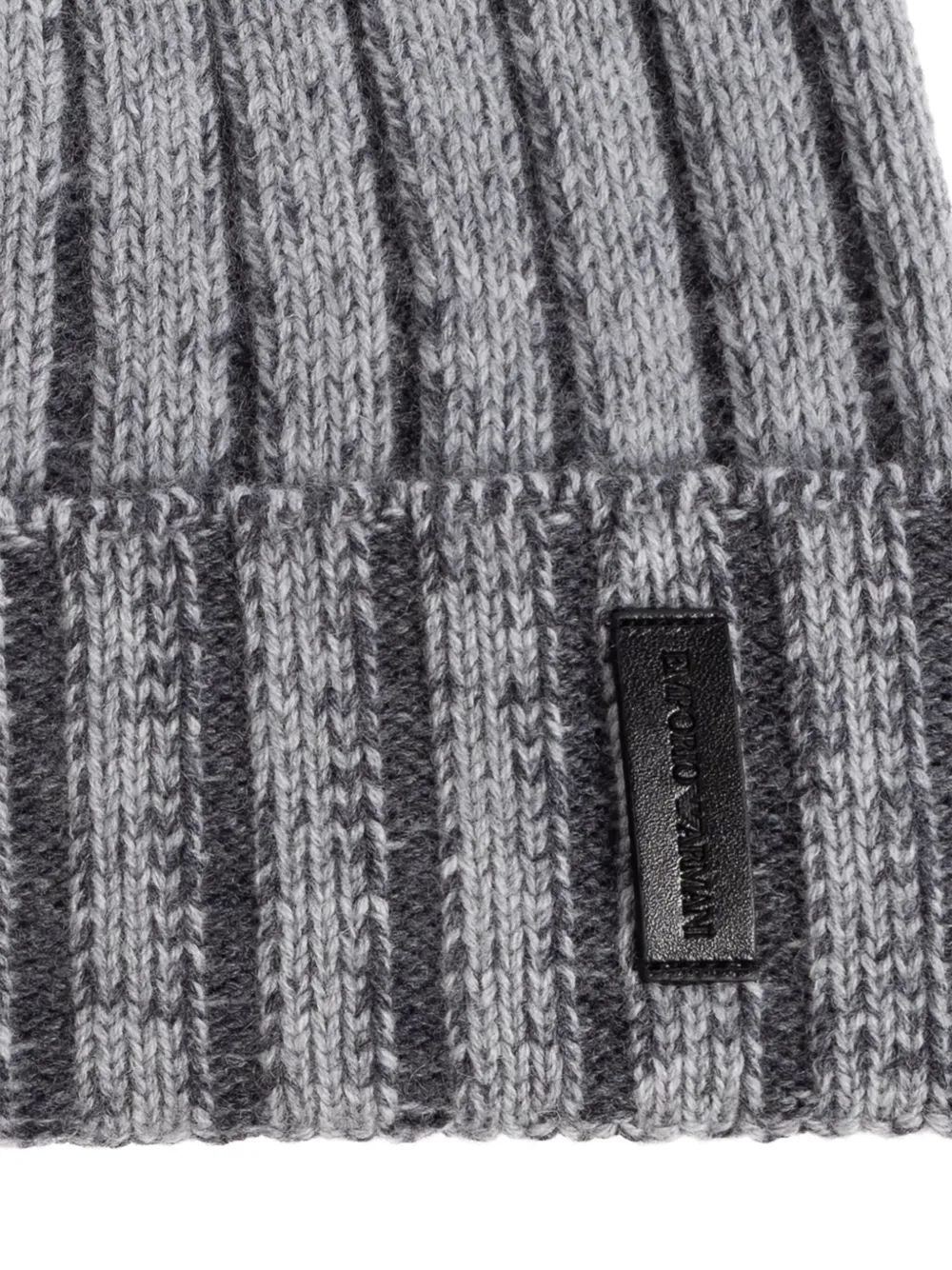 Emporio Armani ribbed wool beanie Grijs