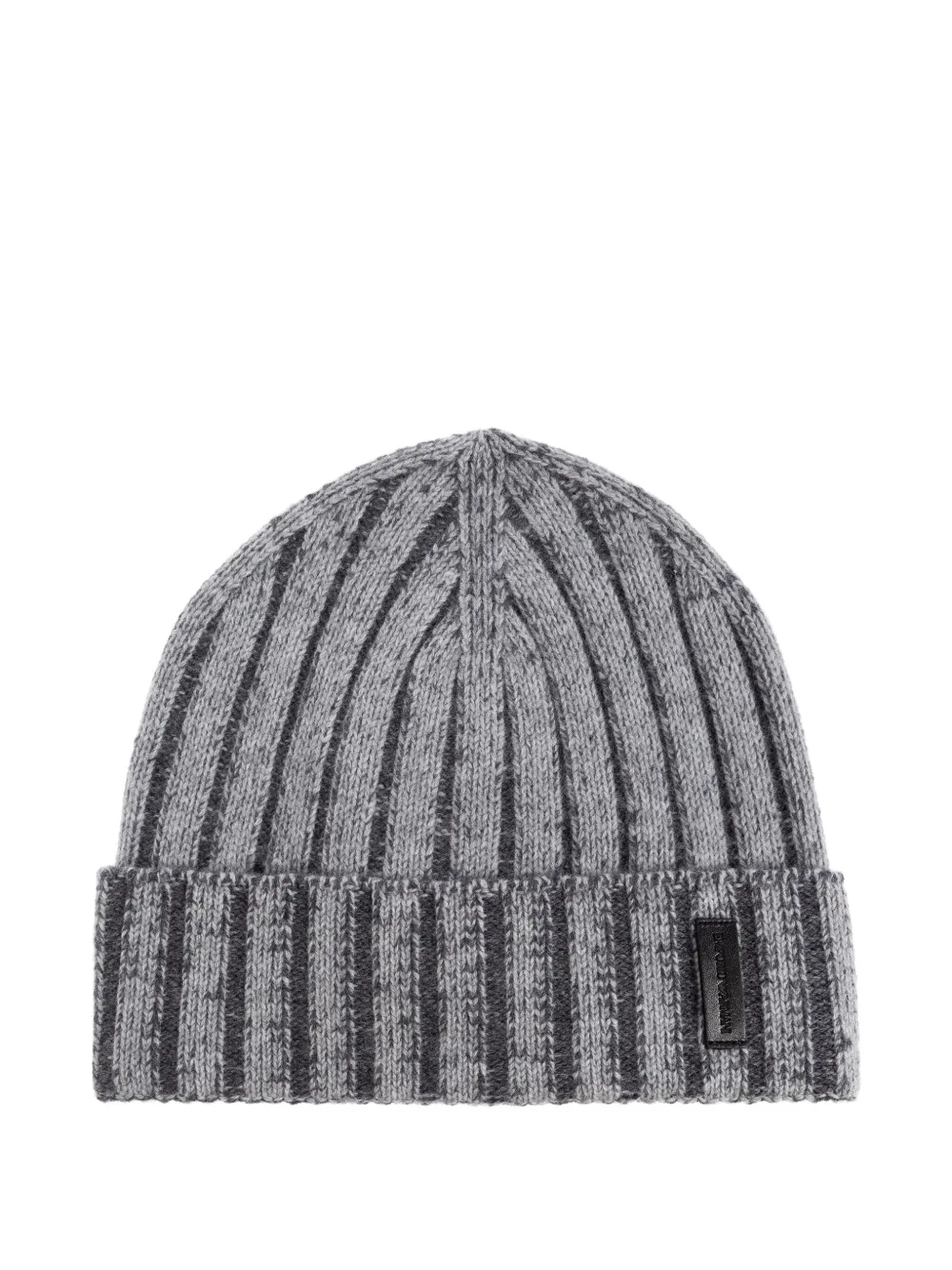 Emporio Armani Ribbed Wool Beanie In Gray