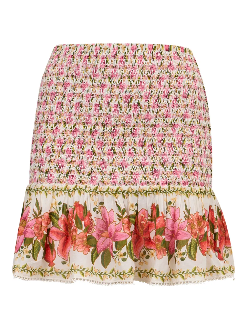 FARM Rio Summer Fruit smocked floral-print mini skirt - ホワイト FARM Rio Summer Fruit smocked floral-print mini skirt - ホワイト