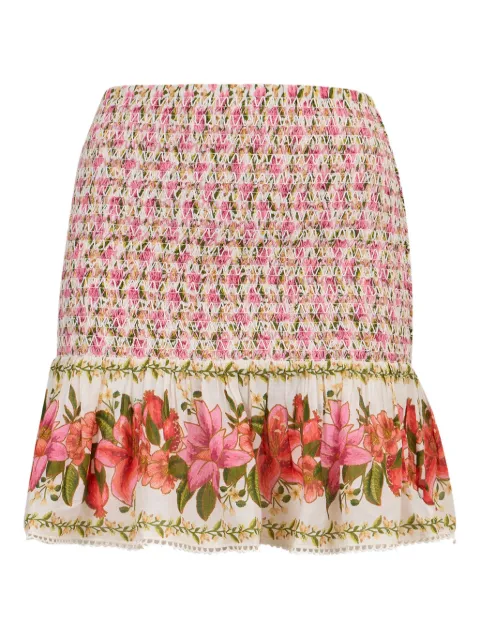 FARM Rio Summer Fruit smocked floral-print mini skirt