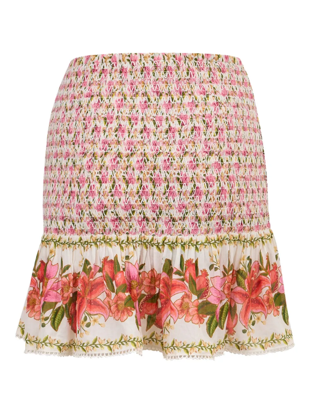 FARM Rio Summer Fruit gesmockte mini-rok met bloemenprint Wit