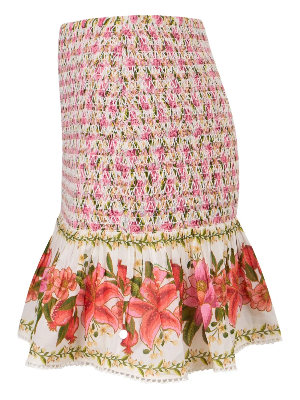 FARM Rio Summer Fruit gesmockte mini-rok met bloemenprint Wit
