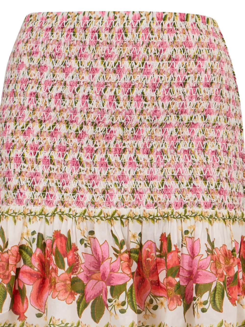 FARM Rio Summer Fruit gesmockte mini-rok met bloemenprint Wit