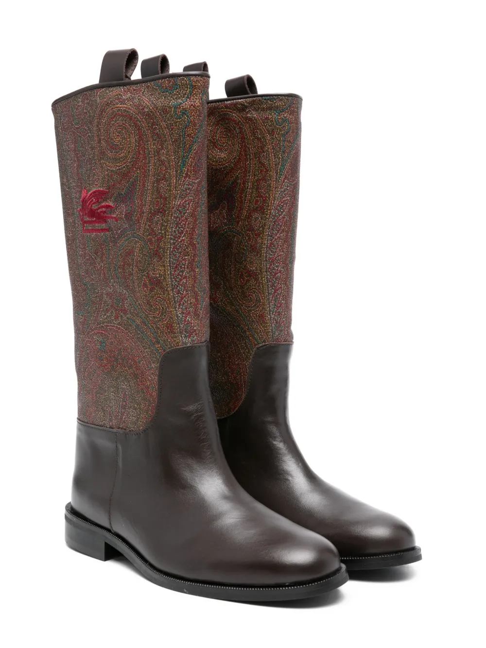 ETRO KIDS paisley-panel leather boots Brown