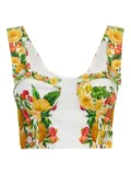 FARM Rio floral-print crop top - White
