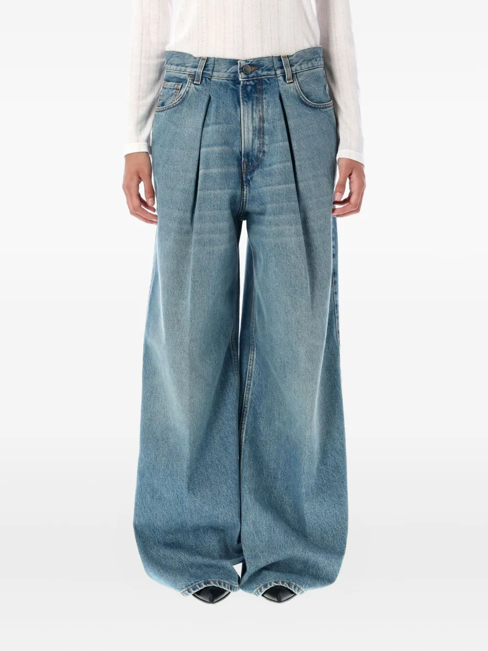Haikure Candy pleated wide-leg jeans Blauw
