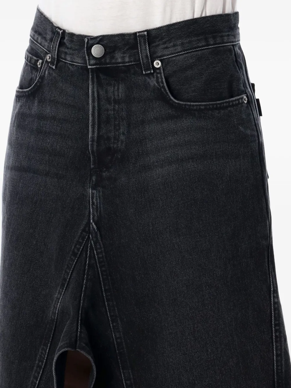 Haikure denim asymmetric midi skirt Zwart