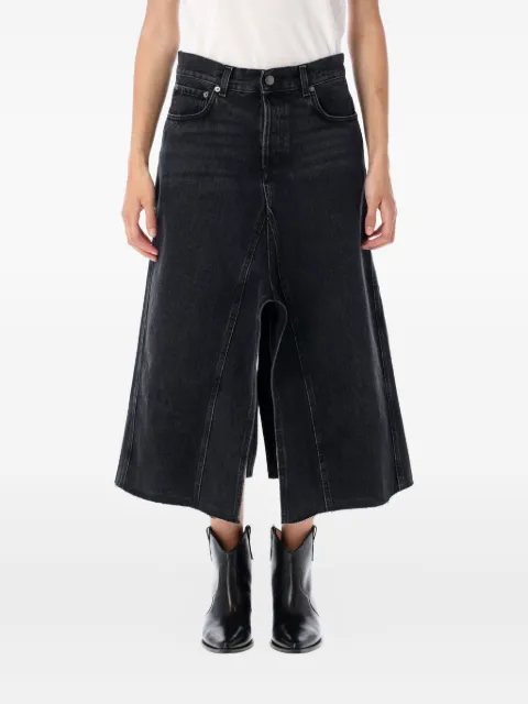 Haikure denim asymmetric midi skirt