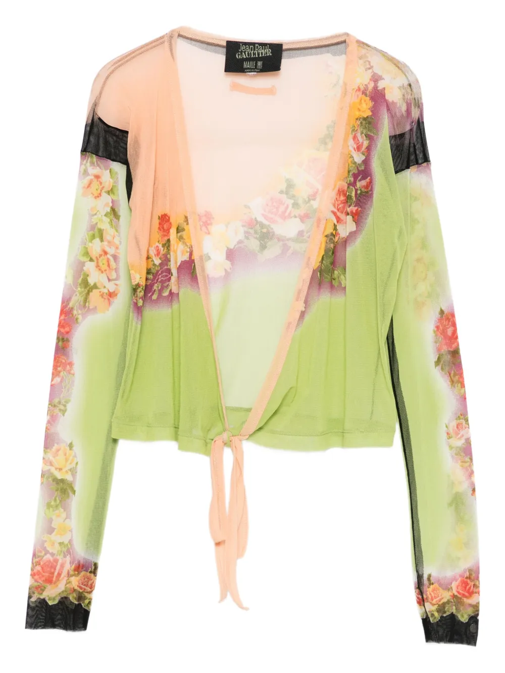2000s floral-detail mesh top