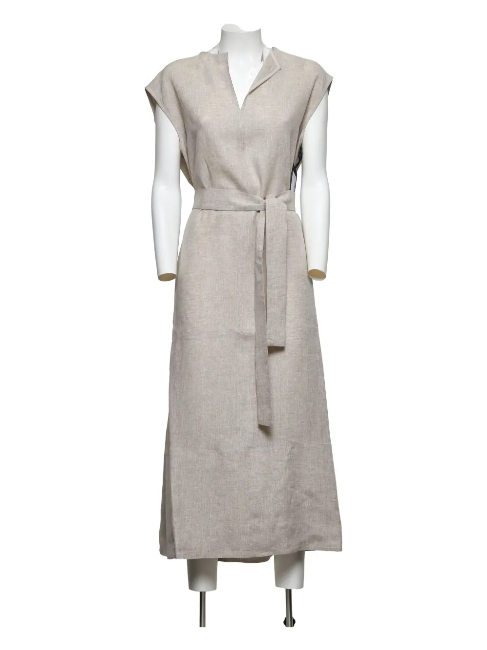 Fabiana Filippi belted V-neck linen dress Grijs