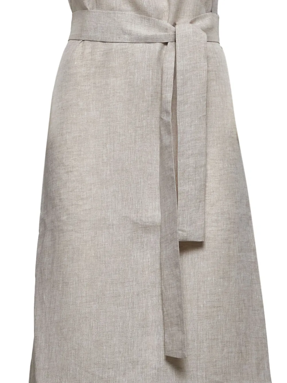 Fabiana Filippi belted V-neck linen dress Grijs