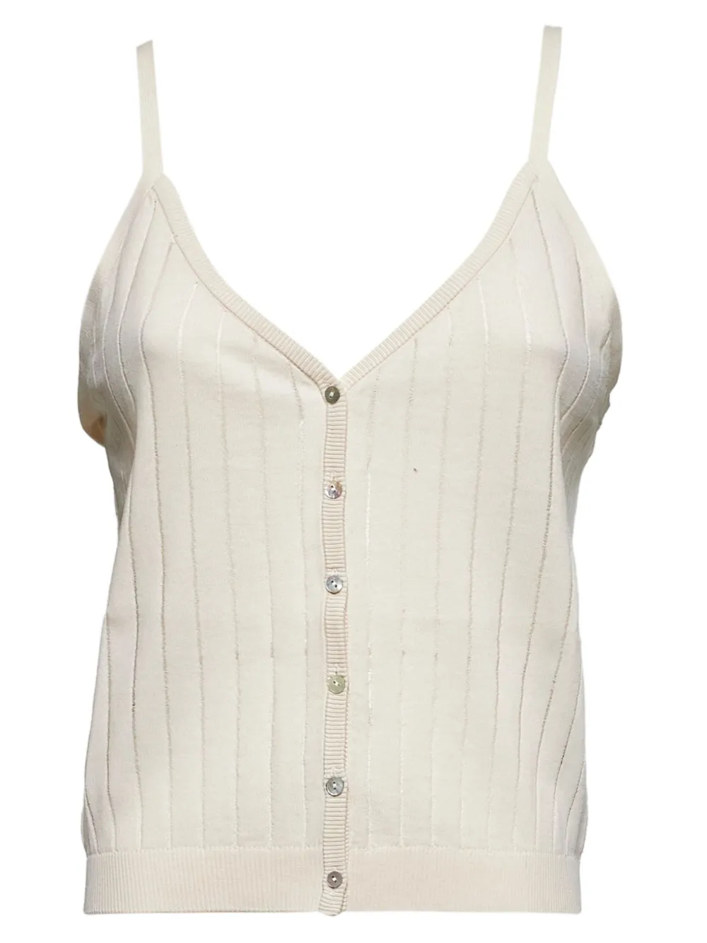 Alysi button-front ribbed top Wit